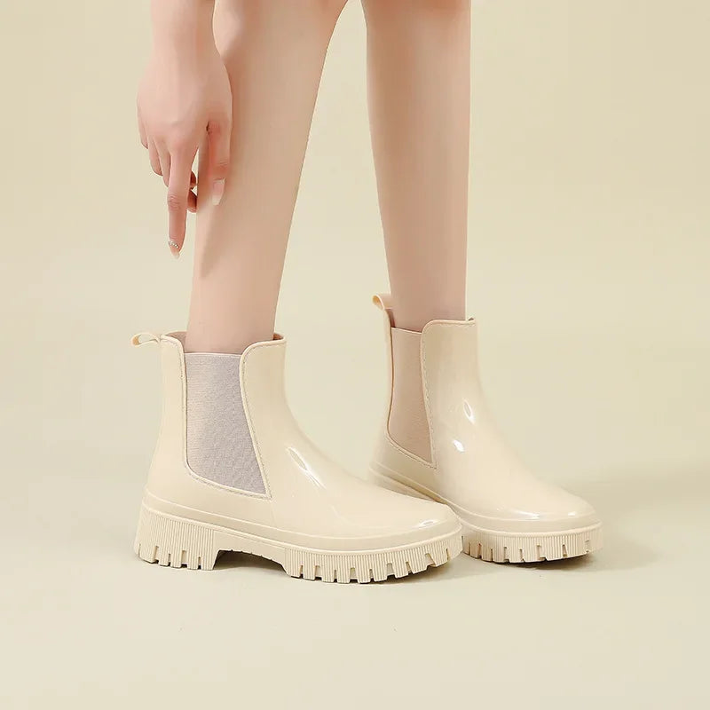 Verity Women's Rubber Chelsea Boots - Beige