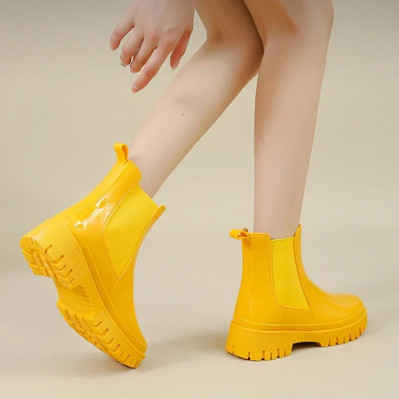 Verity Women's Rubber Chelsea Boots - Yellow