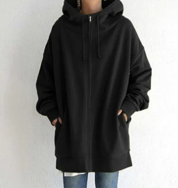 Elodie Women's Oversized Zip Up Hoodie - Black