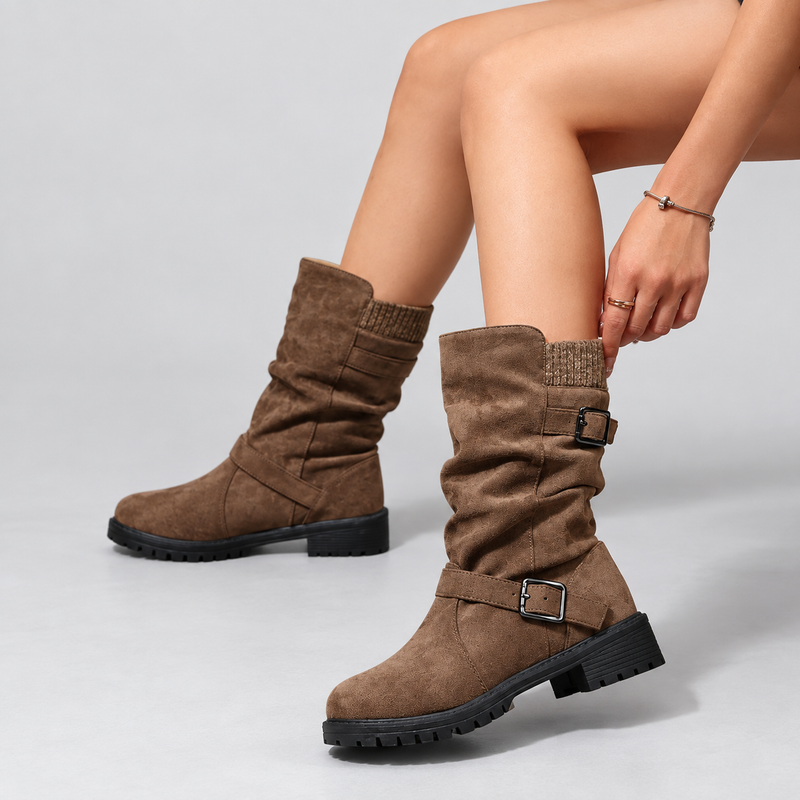 Edith Women's Leather Heeled Ankle Boots - Brown