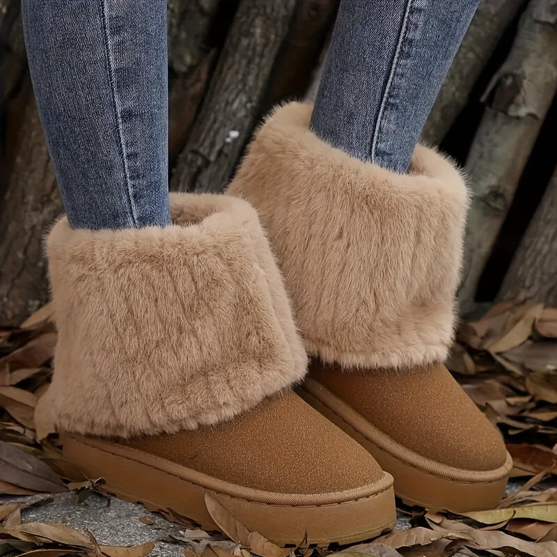 Dorothy Faux Suede Winter Ankle Boots - Brown