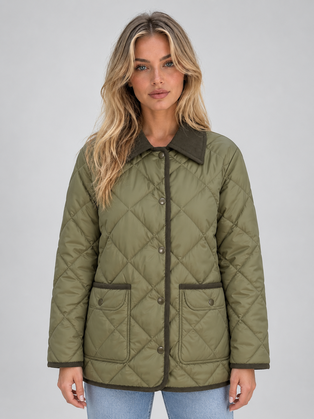 Theresa Quilted Jacket - Olive Green