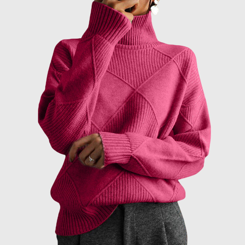 Cassie Women's Roll Neck Knitted Jumper - Rose
