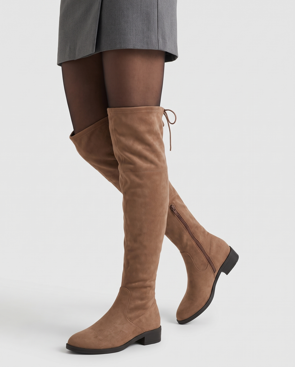 Alison Women's Flat Suede Over the Knee Boots - Brown