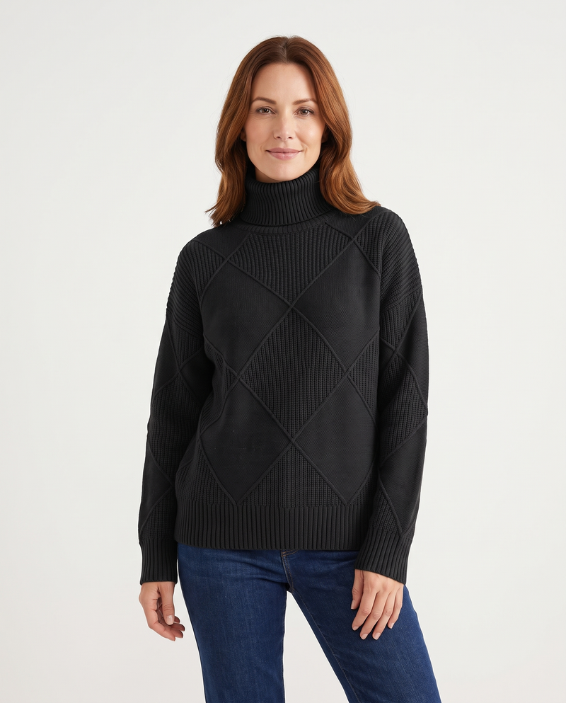 Angela - Roll Neck Jumper in Black