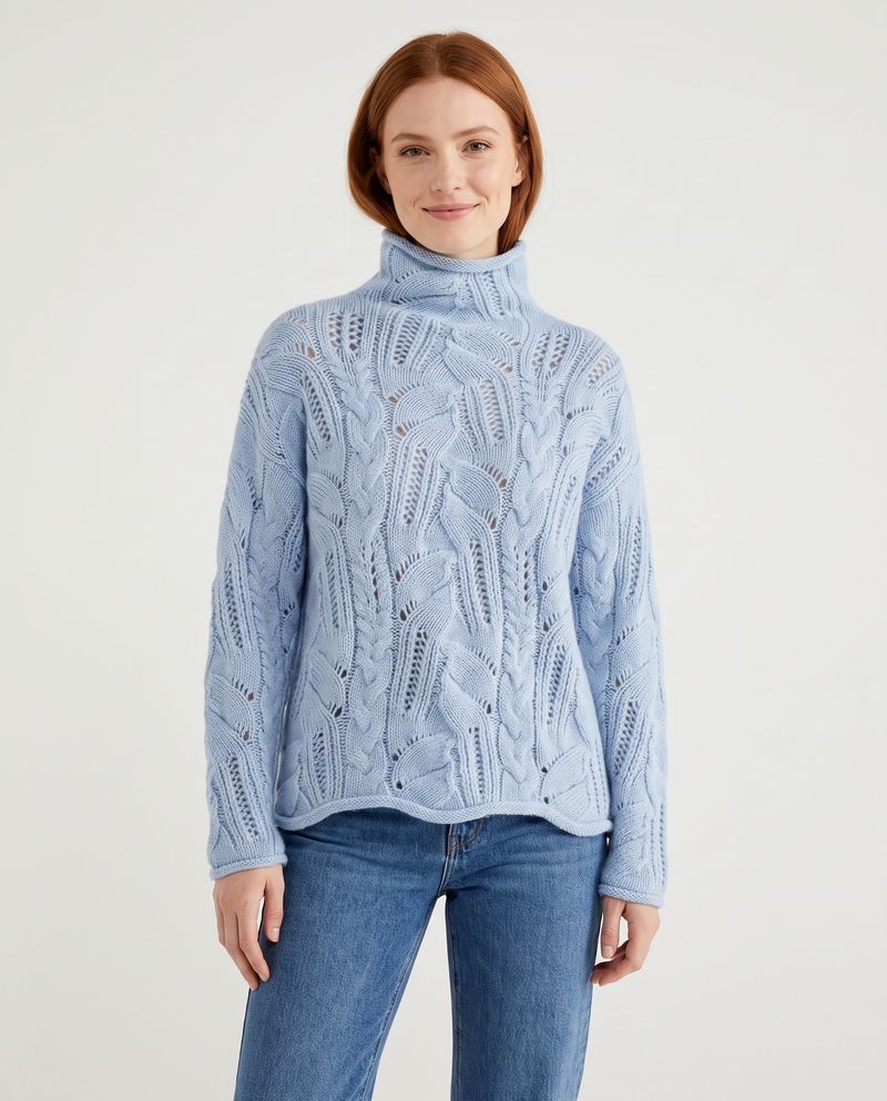 Aurora Cashmere Sweater in Wavy Blue