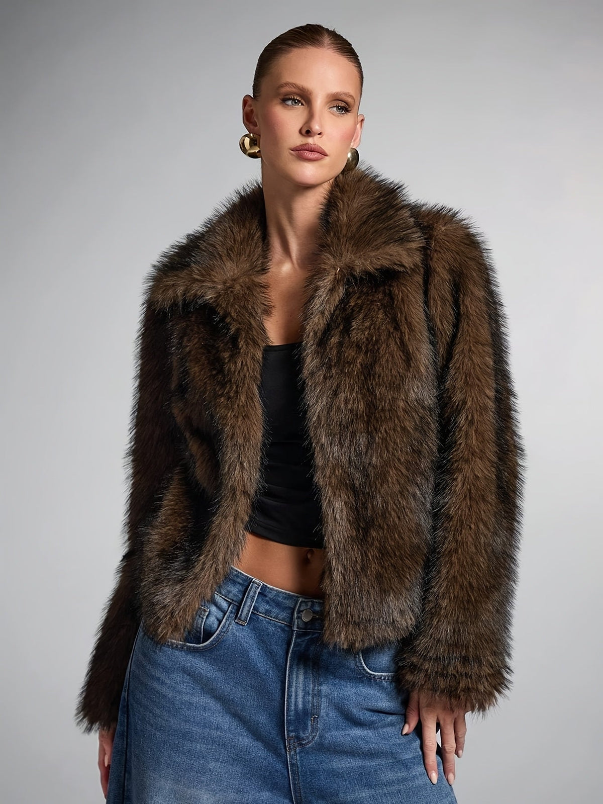 Holly Women's Cropped Plush Faux Fur Jacket