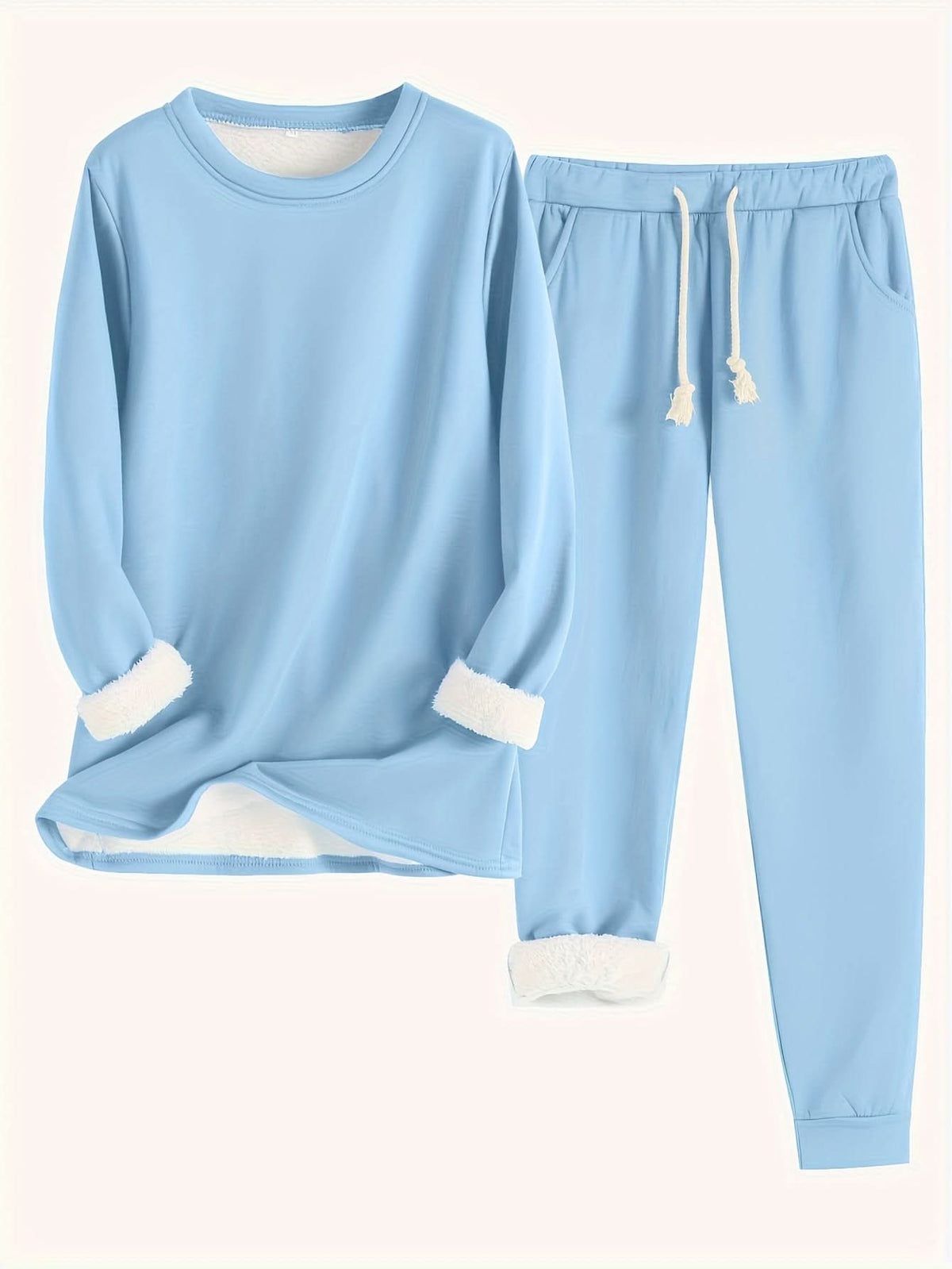 Annette Fleece Lined Loungewear Set - Light Blue