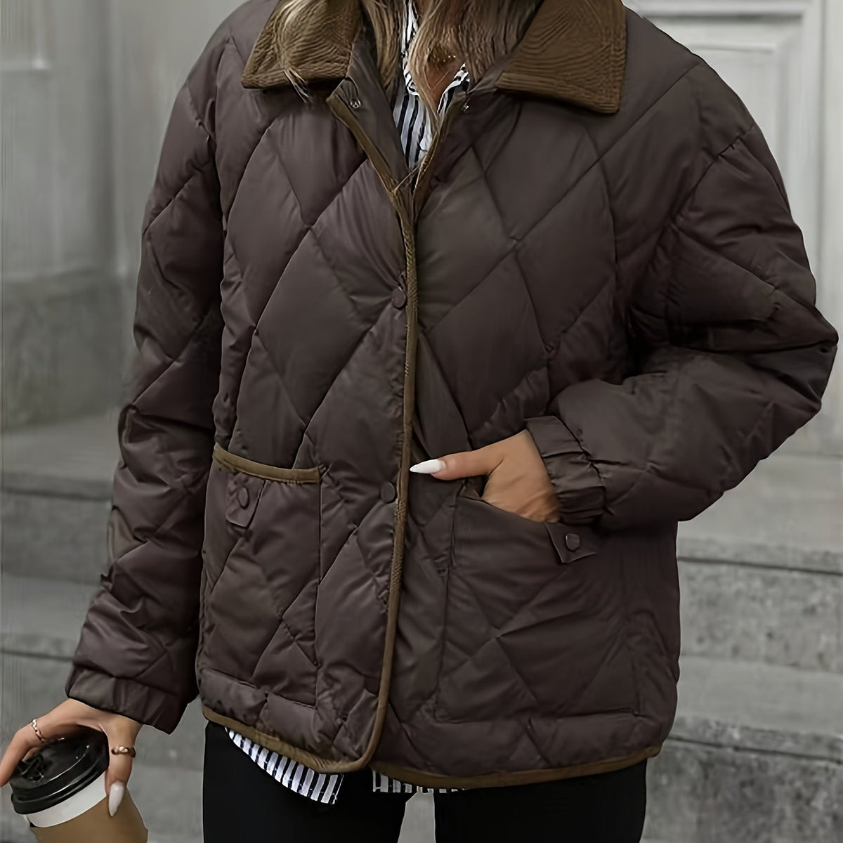Jennifer Quilted Jacket - Coffee Brown