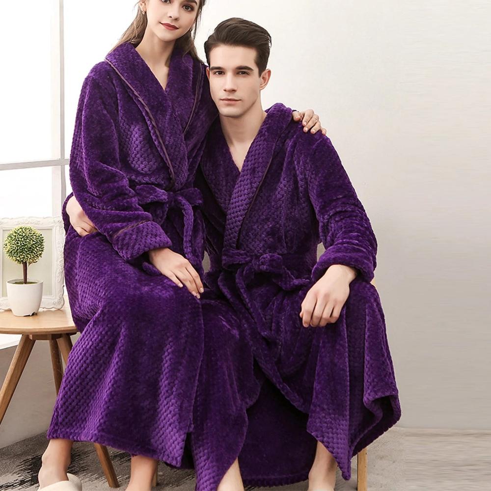 Sheila Long Fleece Dressing Gown - Purple