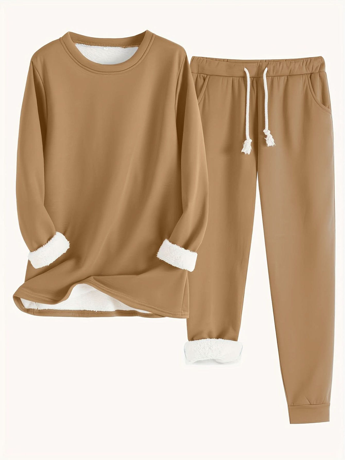 Annette Fleece Lined Loungewear Set - Khaki