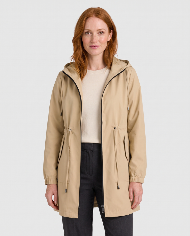 Emily Women's Rain Parka Waterproof Jacket - Beige