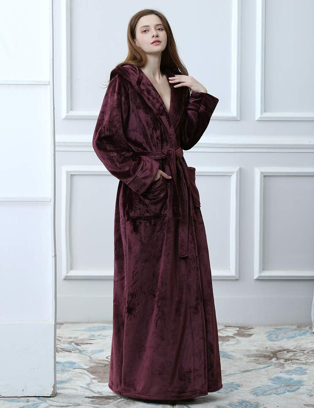 Hilda Long Fleece Hooded Dressing Gown
