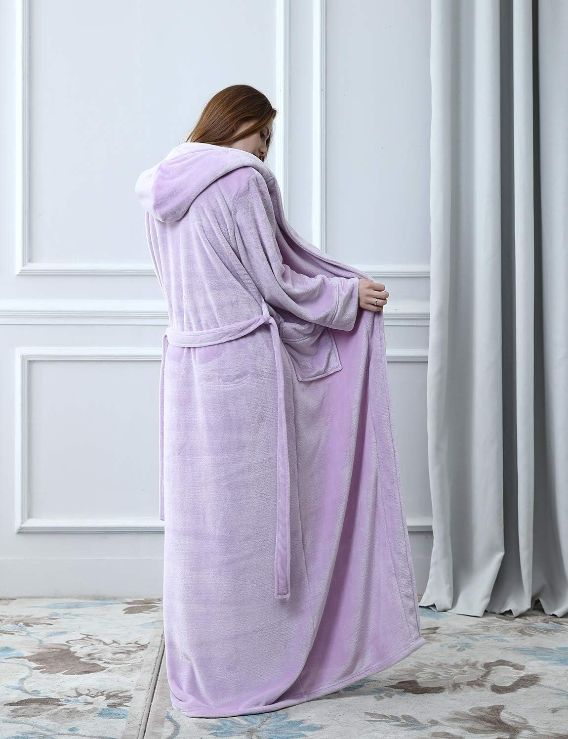 Hilda Long Fleece Hooded Dressing Gown