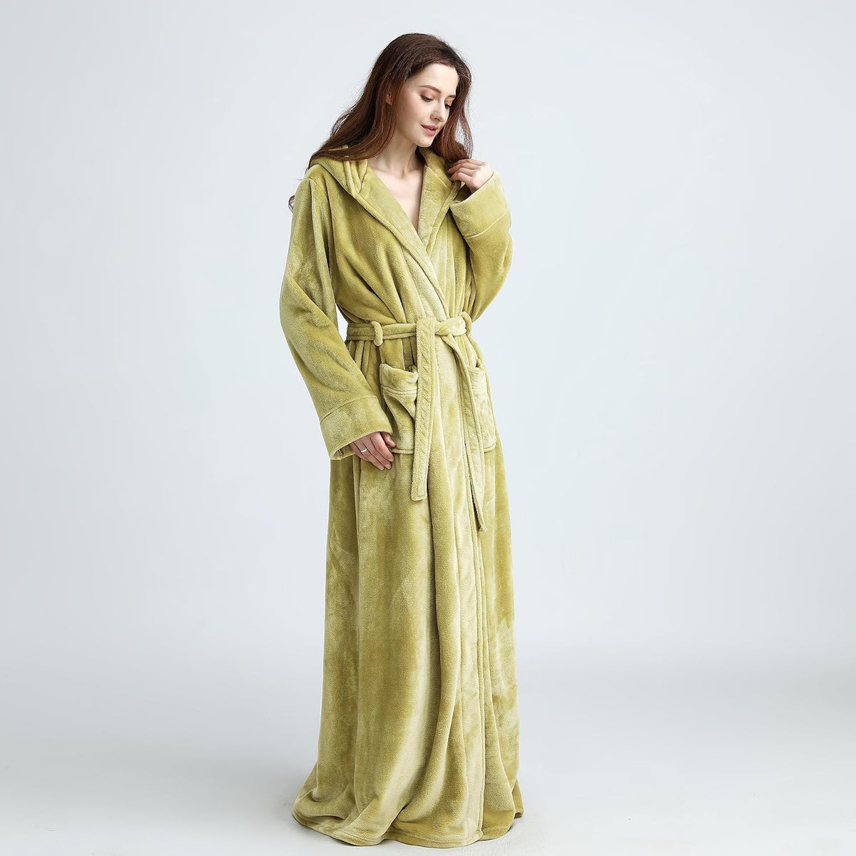 Hilda Long Fleece Hooded Dressing Gown
