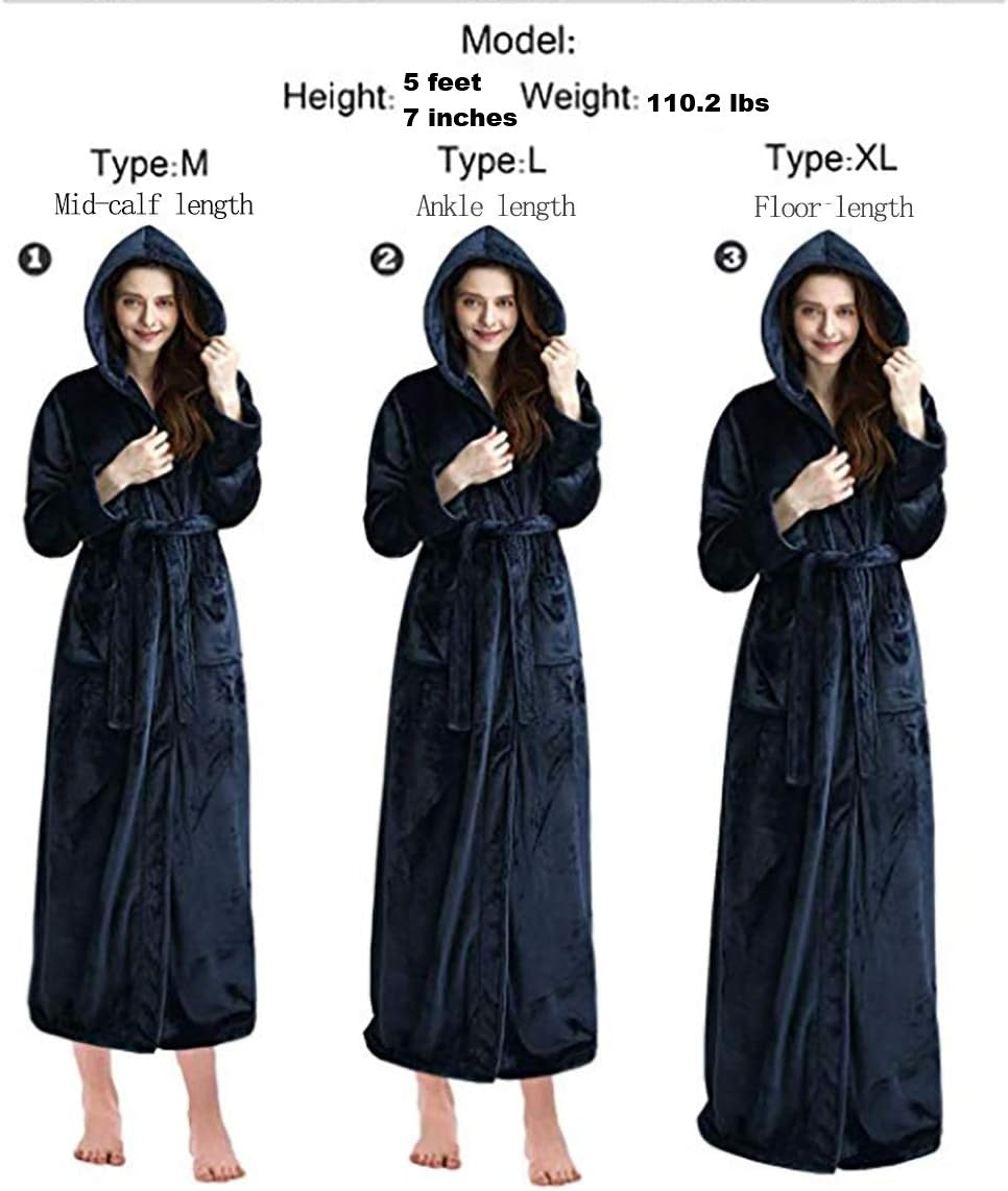 Hilda | Women's Long Fleece Hooded Dressing Gown with Pockets and Belt