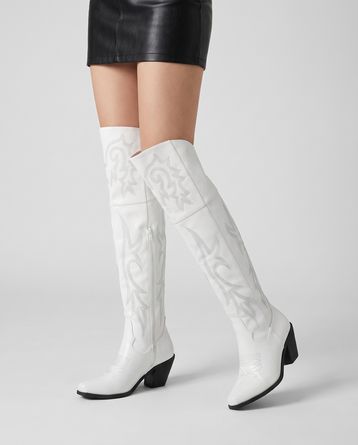 Hollie Women's Cowboy Over the Knee Boots - White