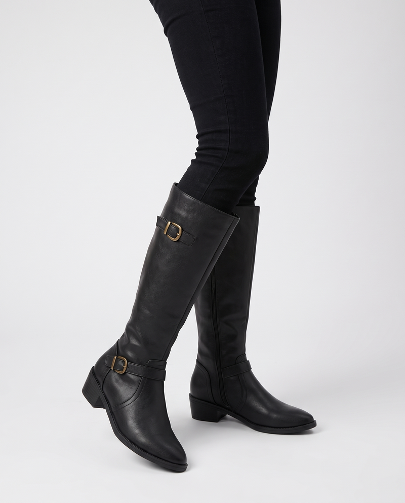 Imogen Women's Leather Knee High Boots - Black