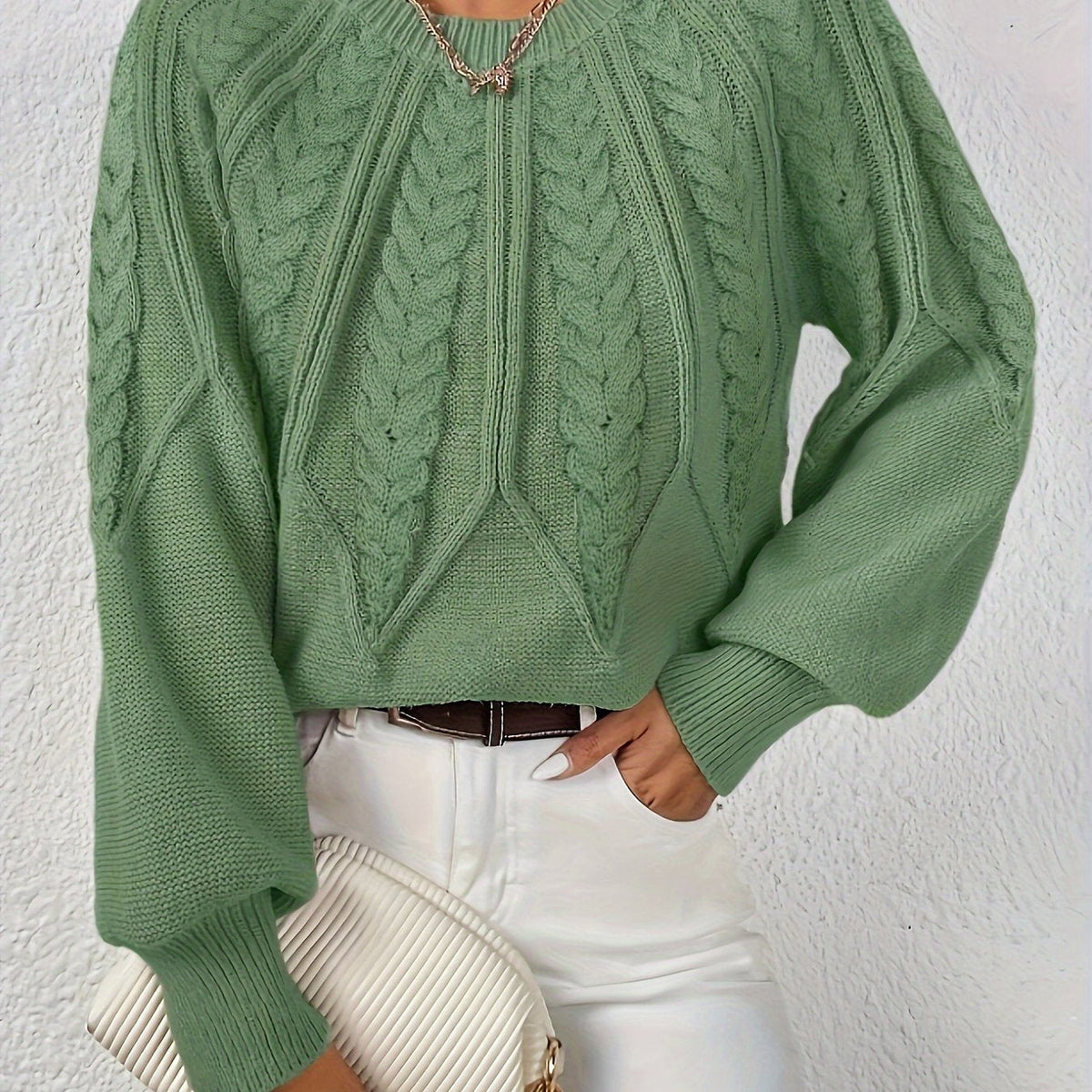 Marnie Women's Cable Knit Jumper - Matcha