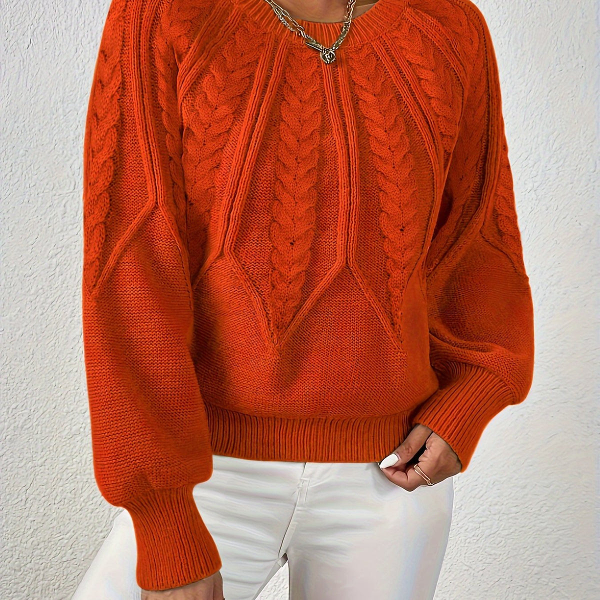 Marnie Women's Cable Knit Jumper - Orange Red