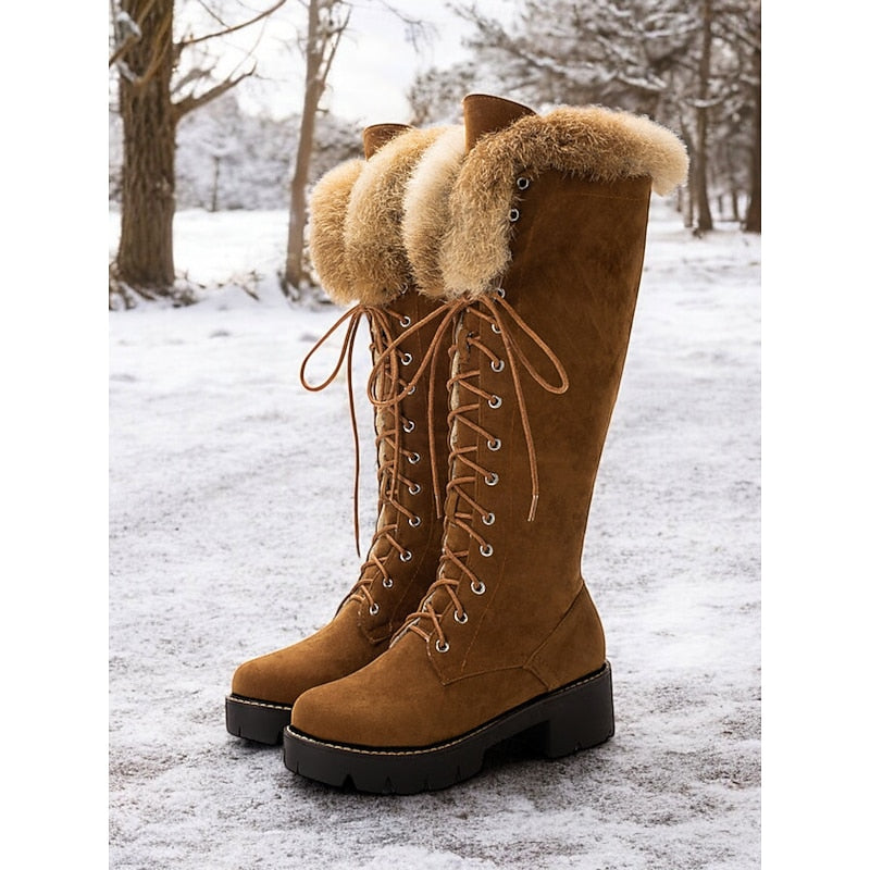 Fern Women's Suede Knee High Boots - Camel