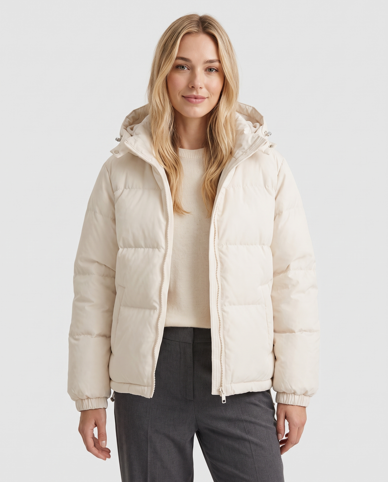Lucy Women's Quilted Puffer Jacket - Beige