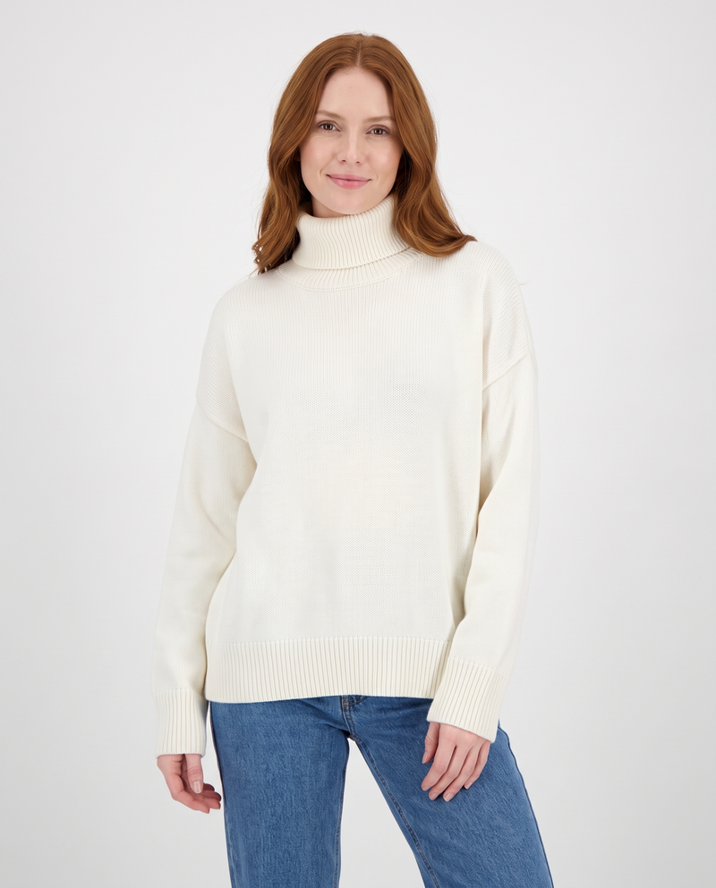 Marcia Women's Oversized Roll Neck Jumper in White