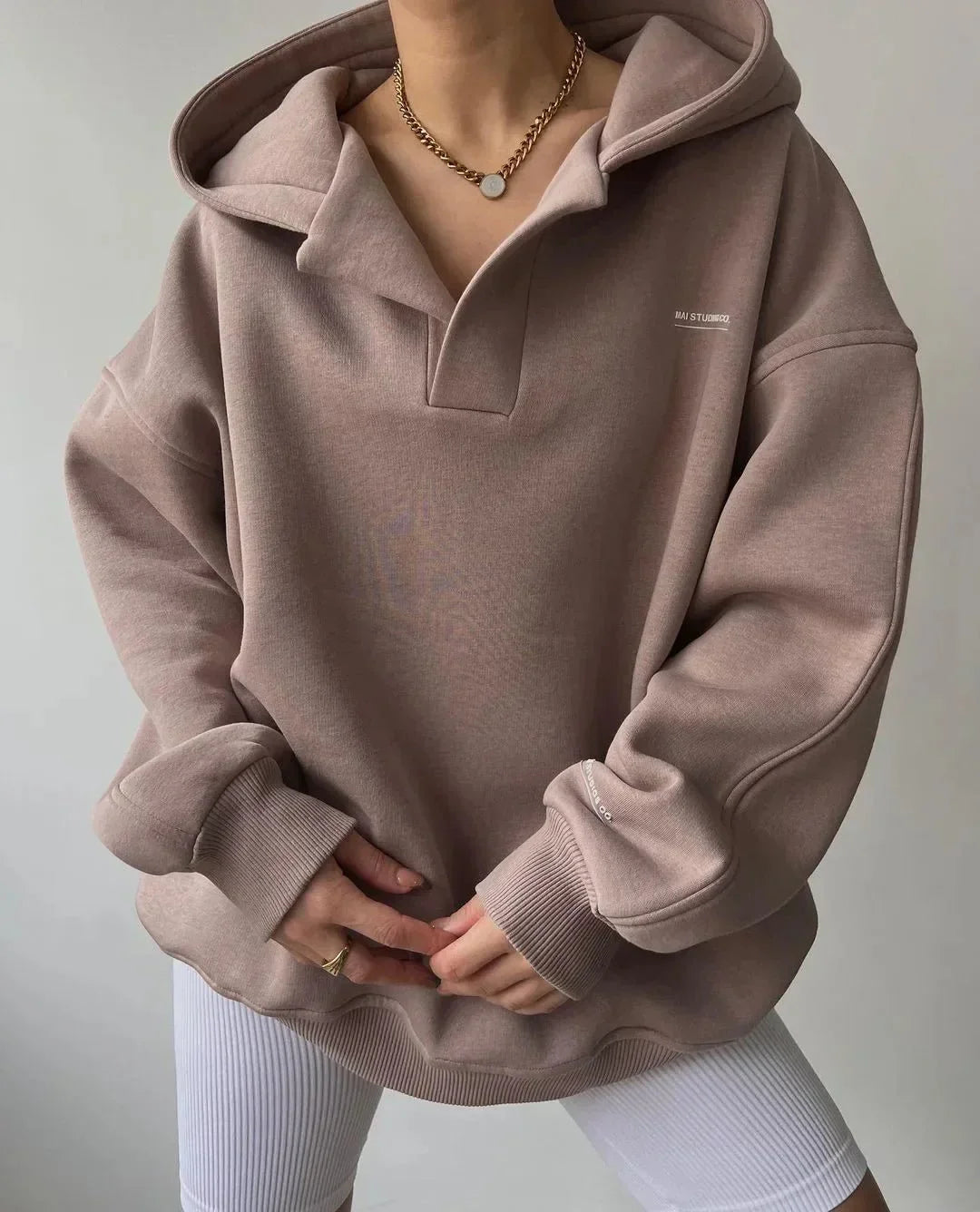 Ffion Women's Oversized Hoodie - Pinkish Grey