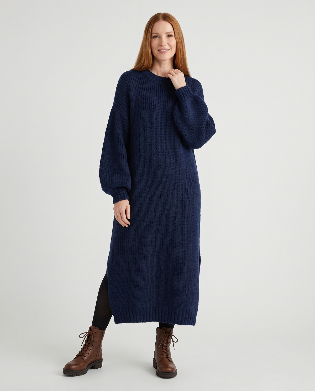 Oversized Maxi Knitted Jumper Dress in Navy