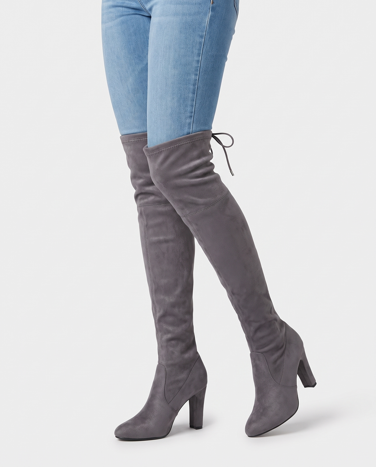 Petra Women's Suede Over the Knee Boots - Grey