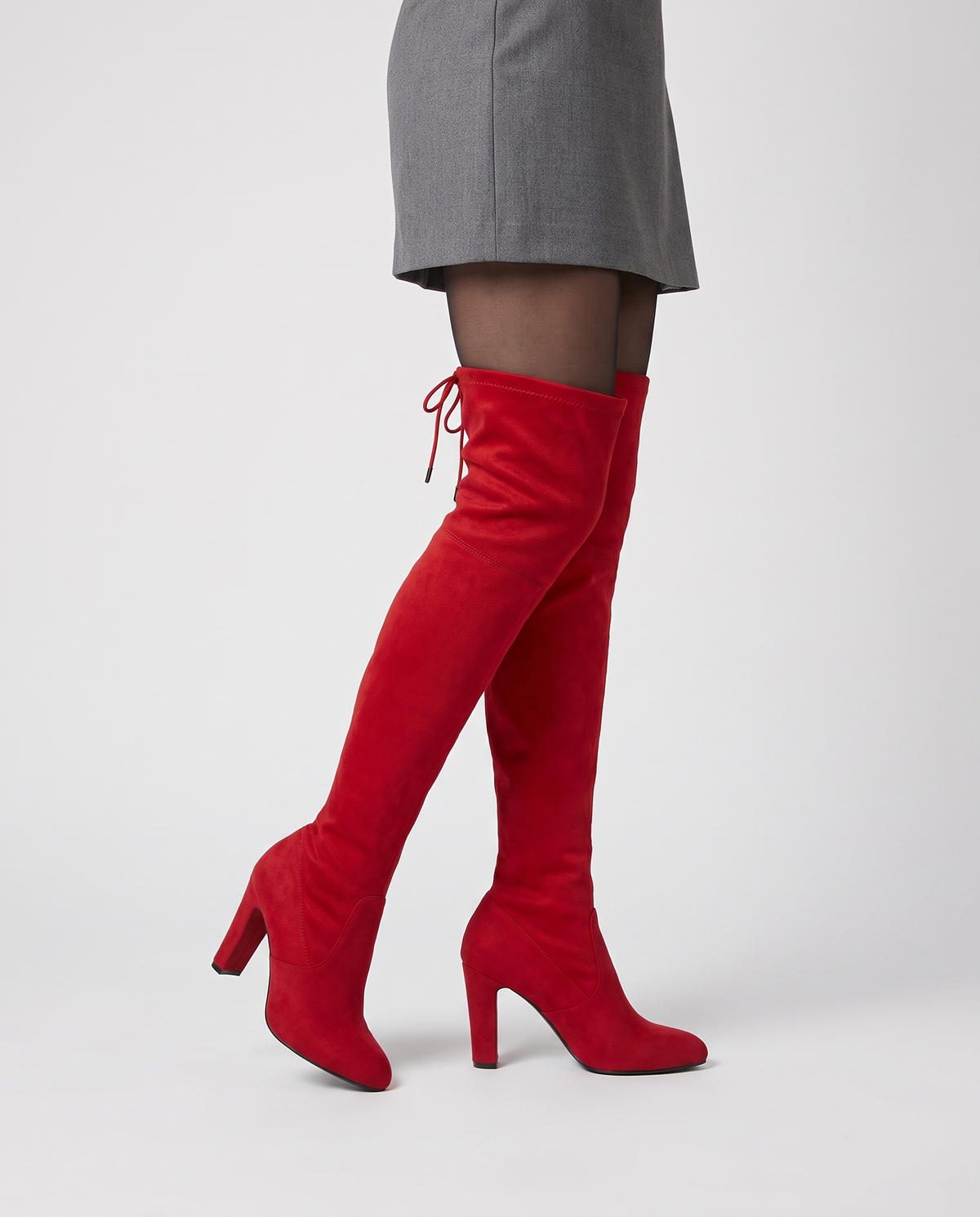 Petra Women's Suede Over the Knee Boots - Red