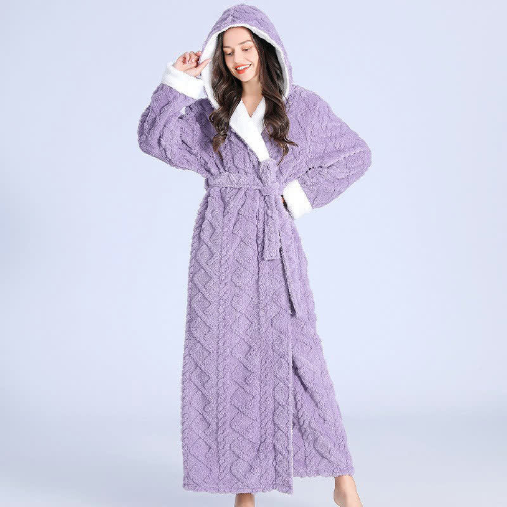 Hester Long Fleece Hooded Dressing Gown