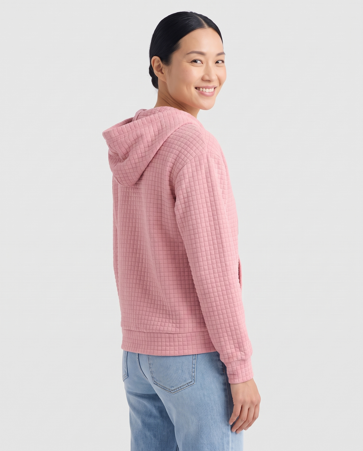 Rhian Women's Textured Zip Up Hoodie - Pink