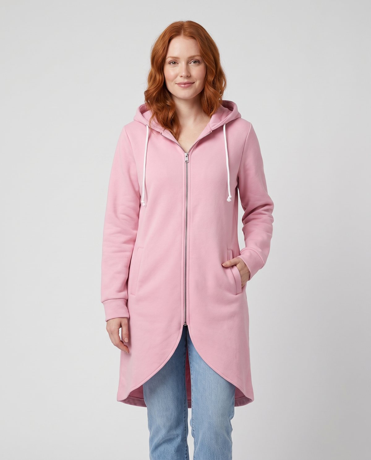 Sorcha Women's Long Zip Up Hoodie - Pink