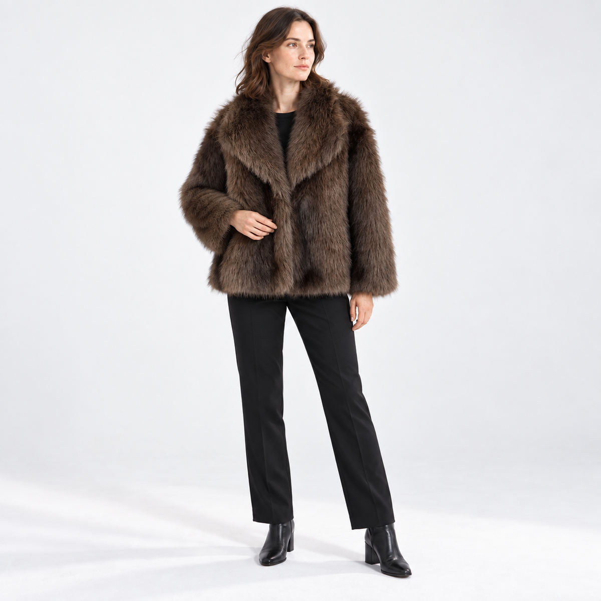 Kay Women's Plush Cropped Faux Fur Coat