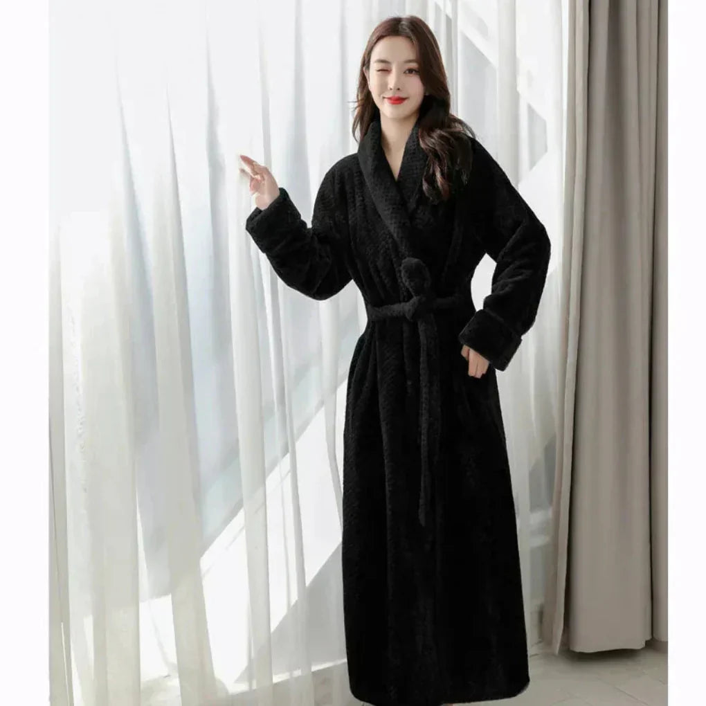 Deborah Fleece Hooded Dressing Gown - Black