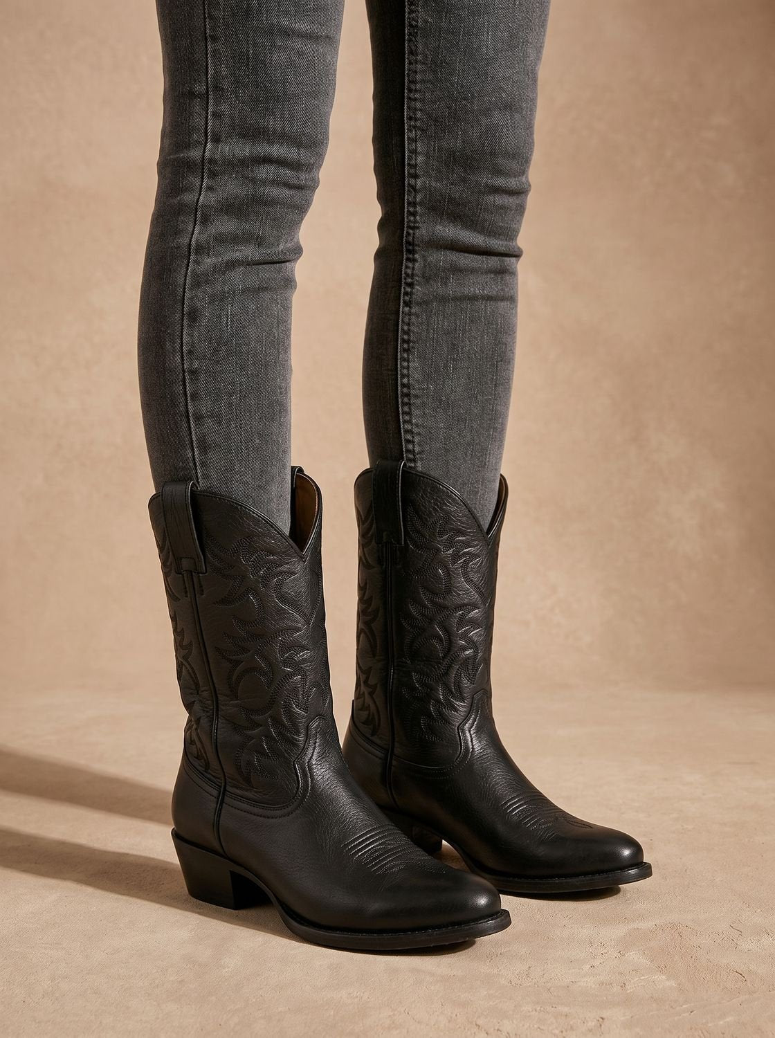 Thalia Women's Leather Knee High Boots - Black