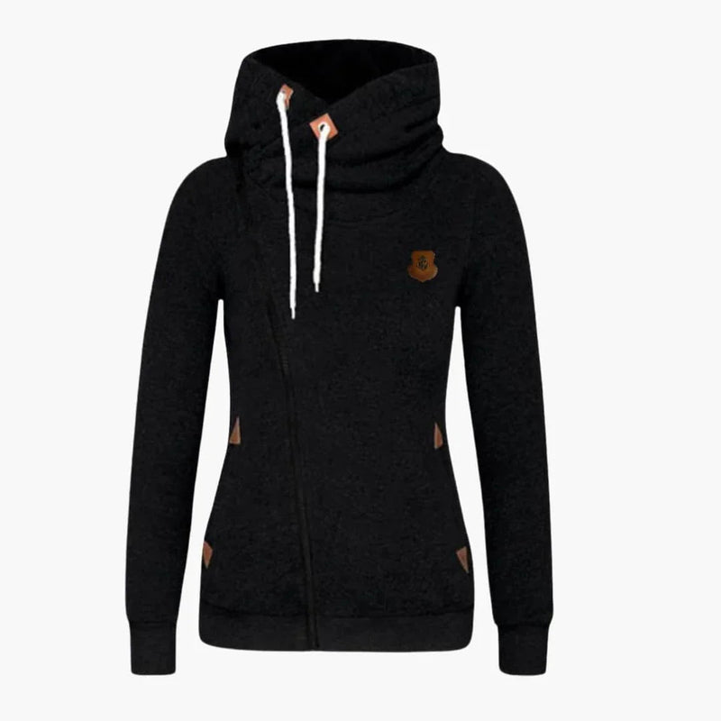 Moira Women's Asymmetric Zip Up Hoodie - Black