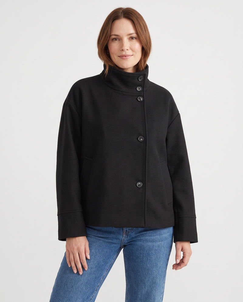 Sally Women's Wool Oversized Peacoat in Black