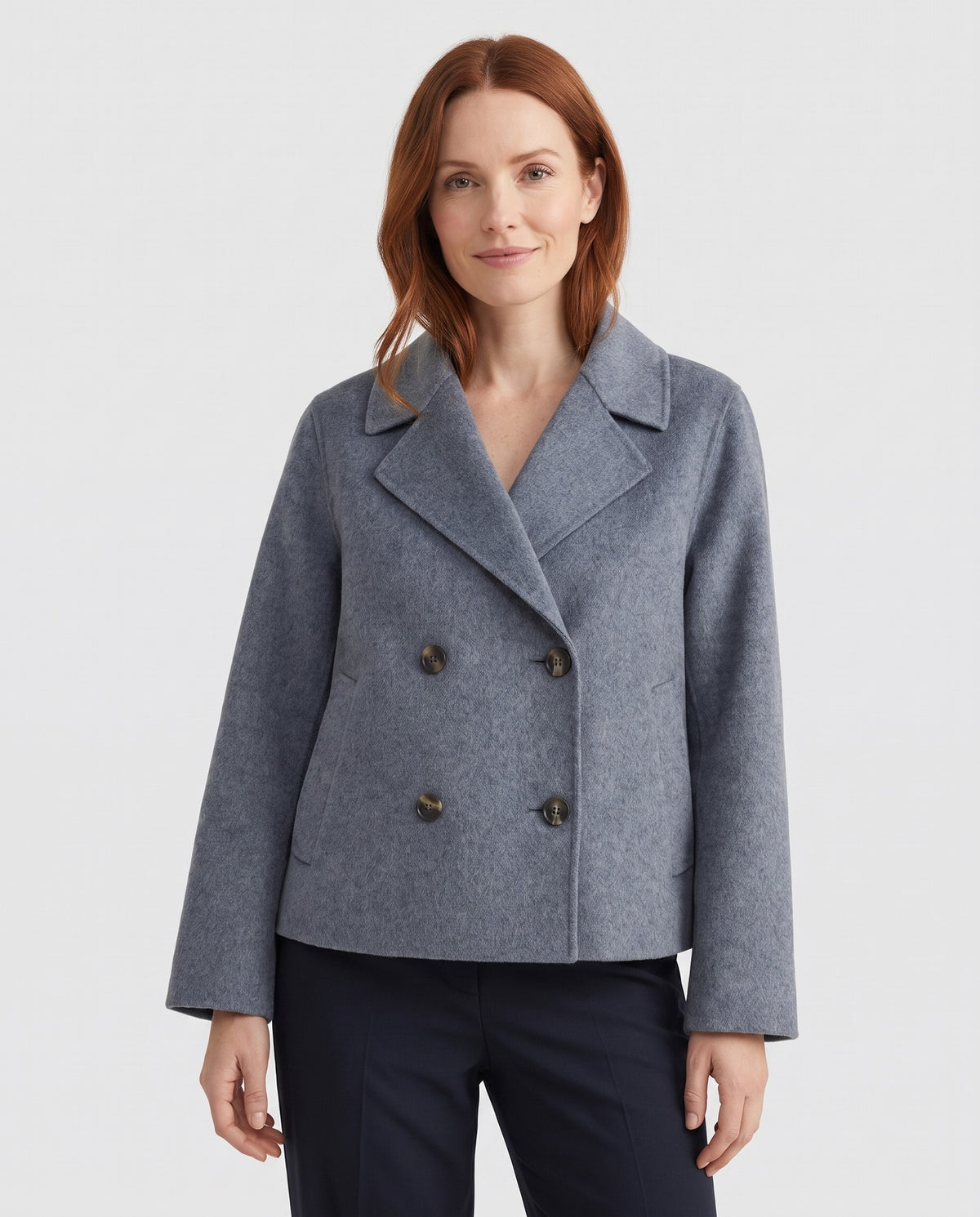Nesta Women's Wool Blend Peacoat in Slate Grey
