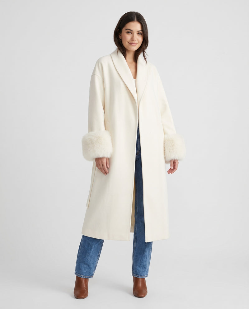 Ruth Women's Long Winter Coat in White